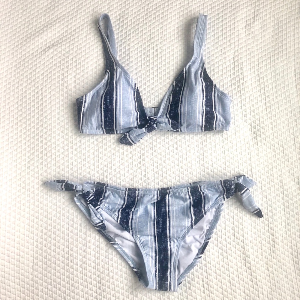 Blue Stripped Target Bikini Swimsuit